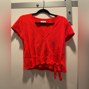 Madewell red tie blouse